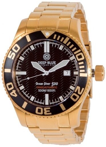 Ocean Diver 500 - guld. Deep Blue dykkerur